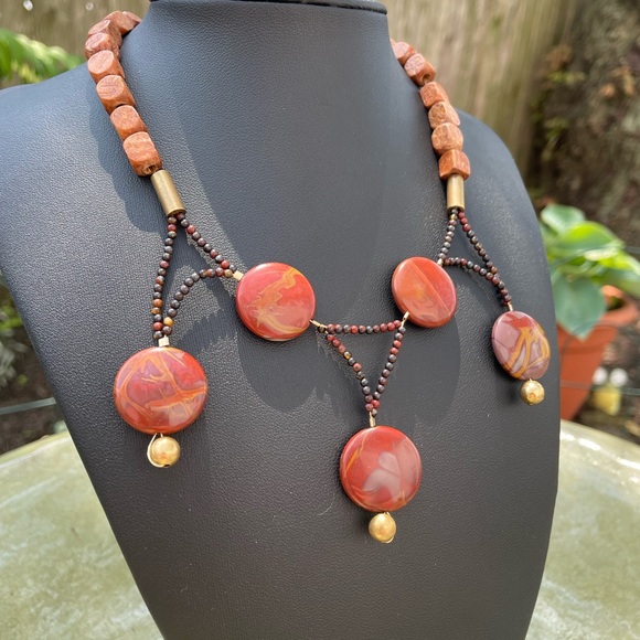 Mookaite Jasper Handmade Statement Necklace - Picture 6 of 8